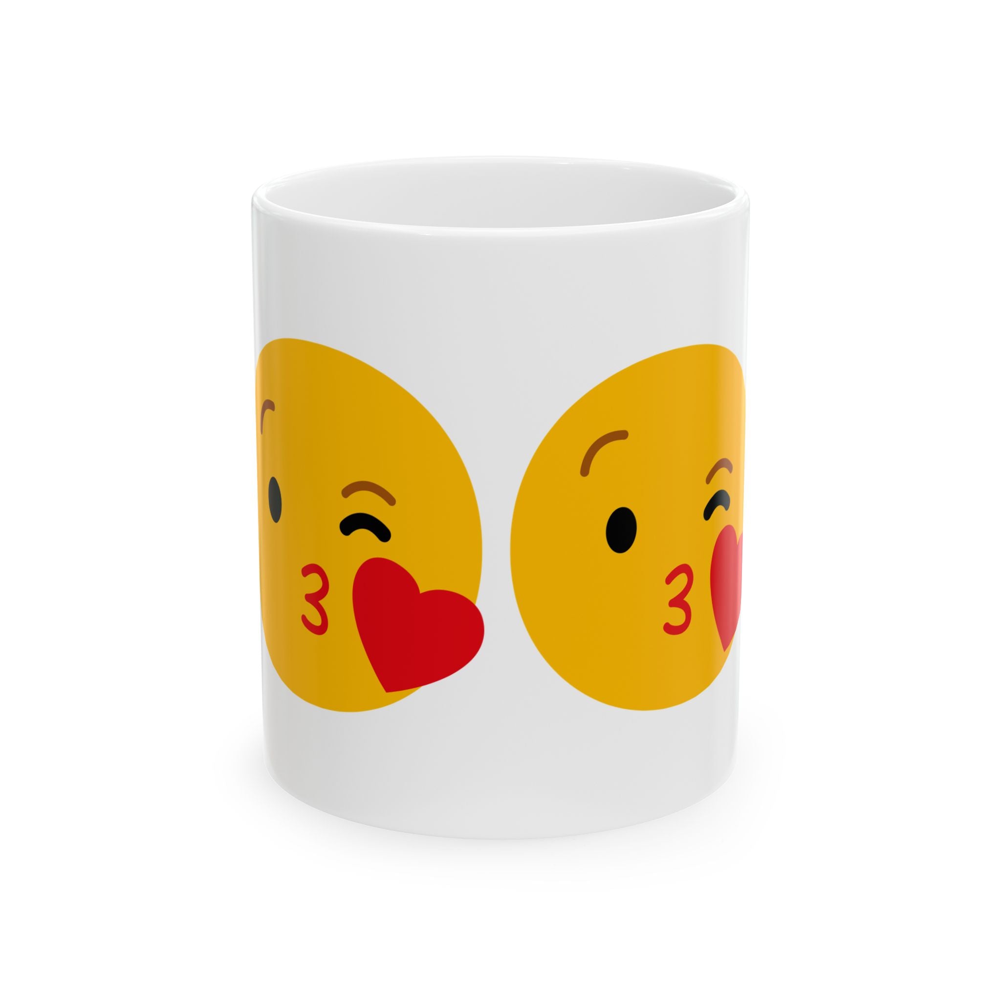 Kiss Emoji Ceramic Mug | Cute 11oz & 15oz Coffee Cup for Love & Friendship